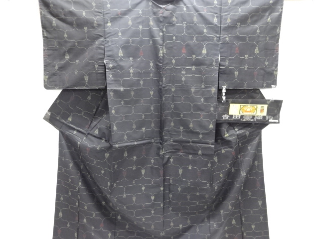 抽象模様織り出し本場泥大島紬着物アンサンブル